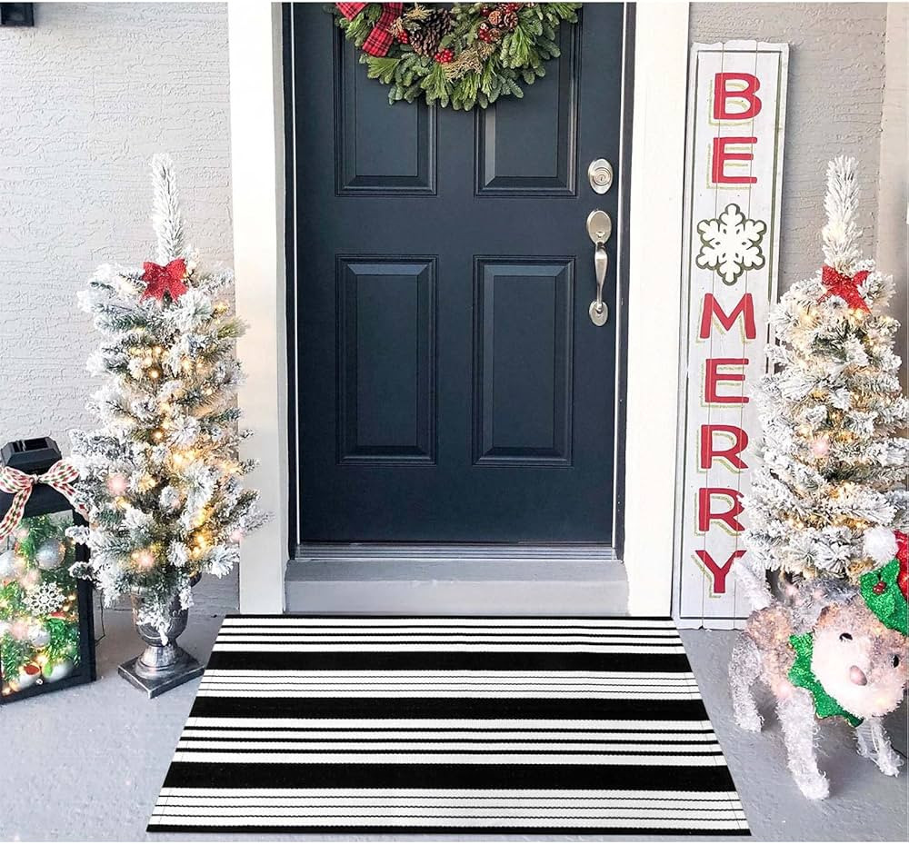 OJIA Front Door Mat 24'' x 35'' Fall Door Mats Outdoor Cotton Hand-Woven Indoor/Outdoor Small Are... | Amazon (US)