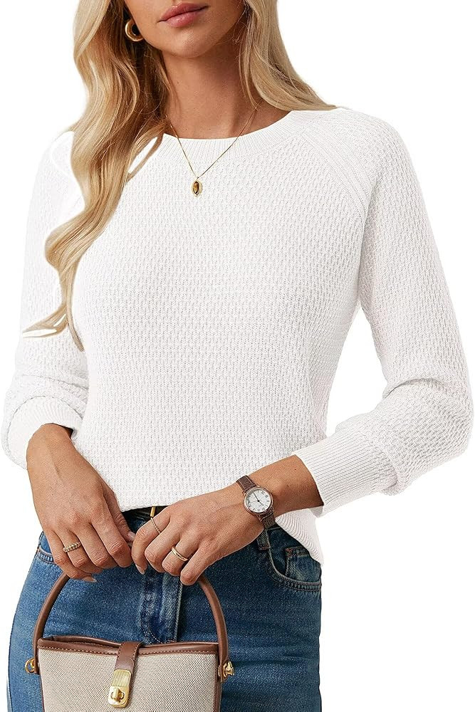 GRACE KARIN Women's Fall Knit Sweater Top, Long Sleeve Merino Wool Blend Pullover, Casual Crewnec... | Amazon (US)