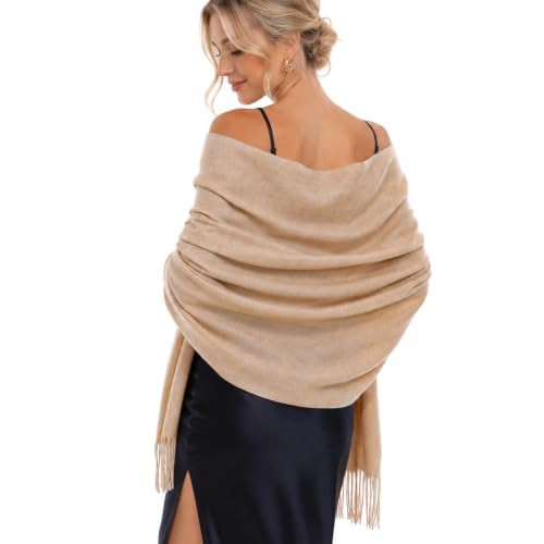 RIIQIICHY Winter Scarf for Women Beige Pashmina Shawls Wraps for Evening Dresses Large Warm Soft Scarves | Amazon (US)