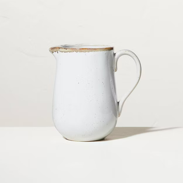 Small 47oz Glazed Stoneware Pitcher Speckled Sour Cream - Hearth & Hand™ with Magnolia | Target