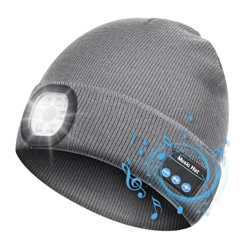Lenski Stocking Stuffers for Men Adults, Dad Gifts for Men, Bluetooth Beanie Hats for Mens, Mens Gifts for Dad Him Grandpa Grey | Amazon (US)