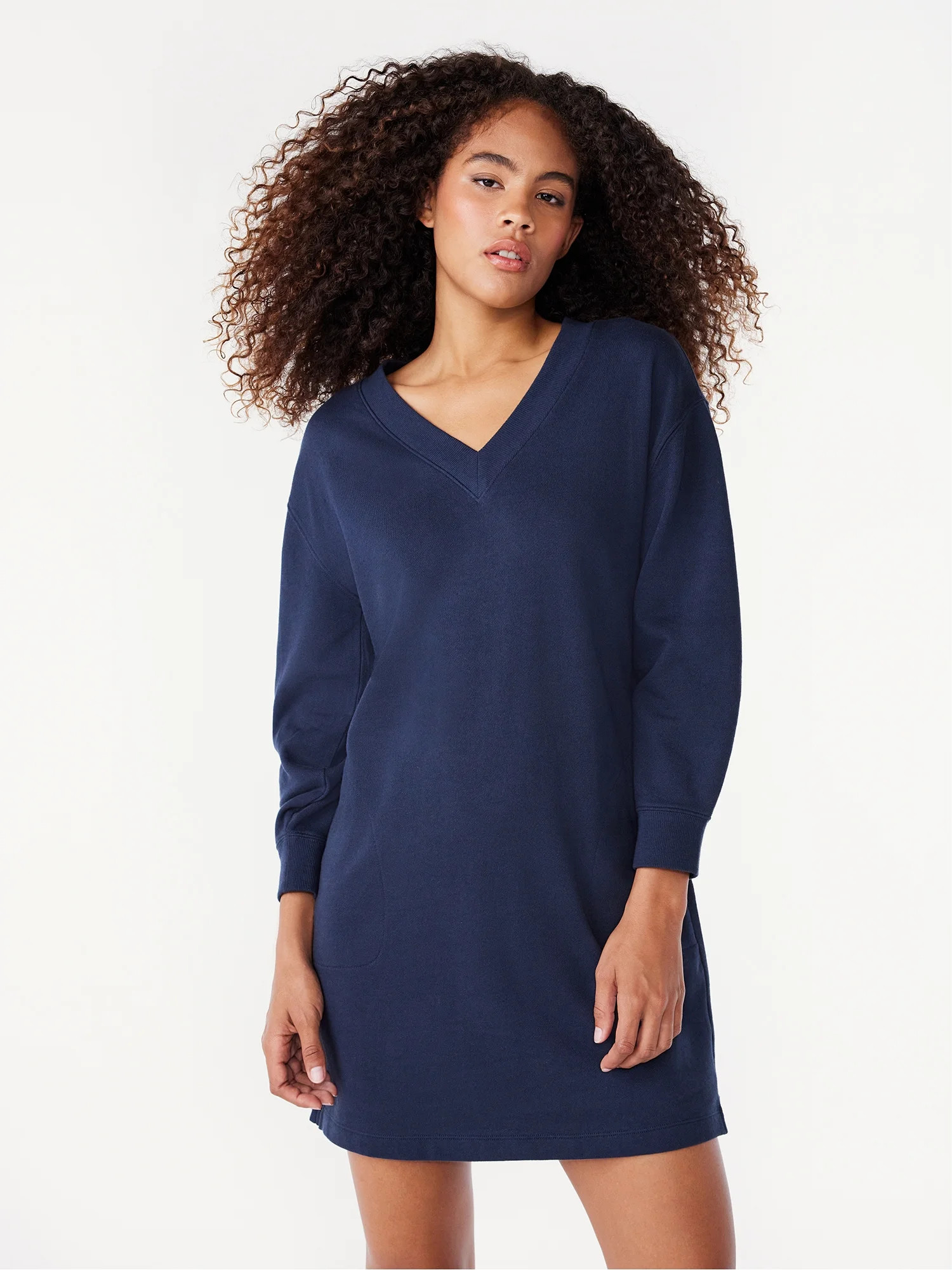Free Assembly Women’s Mini Sweatshirt Dress with Long Sleeves, Sizes XS-XXL - Walmart.com | Walmart (US)