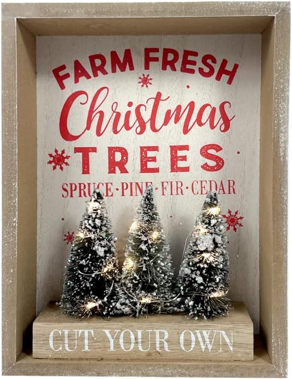 Heyaner Christmas Tree Decorations for Home LED Lighted Farm Fresh Table Decor Wooden Rustic Farm... | Amazon (US)