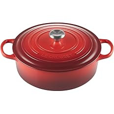 Le Creuset Enameled Cast Iron Signature Round Wide Dutch Oven, 6.75 qt., Cerise | Amazon (US)