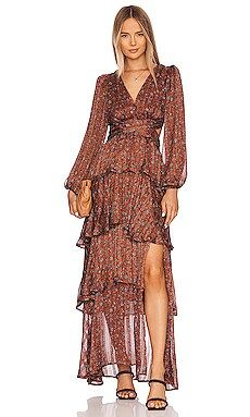 ASTR the Label Anora Maxi Dress in Copper & Black Ditsy from Revolve.com | Revolve Clothing (Global)
