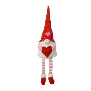 Glitzhome 28.25 in. H Fabric Valentine's Gnome Shelf Sitter with Dangling Legs 2004800033 - The H... | The Home Depot