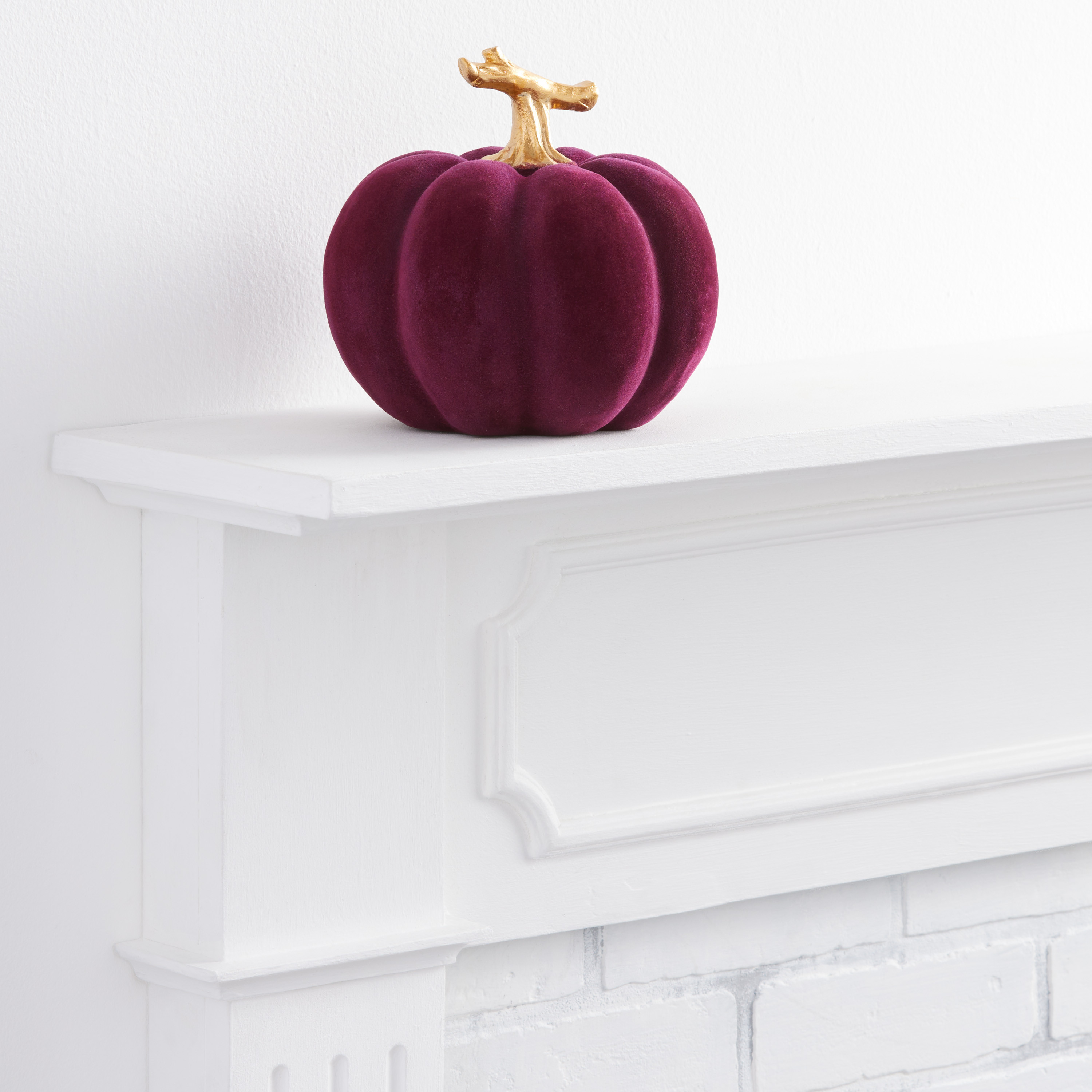 Medium Purple Velvet Flocked Pumpkin Decor | World Market