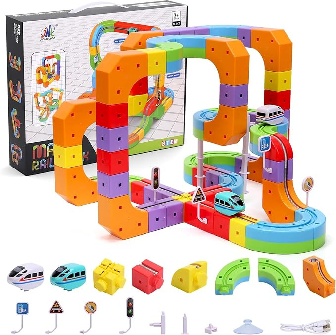 Electric Train Set for Kids, 3D Infinity Flexible Track, DIY Track Building Kits with Train and T... | Amazon (US)