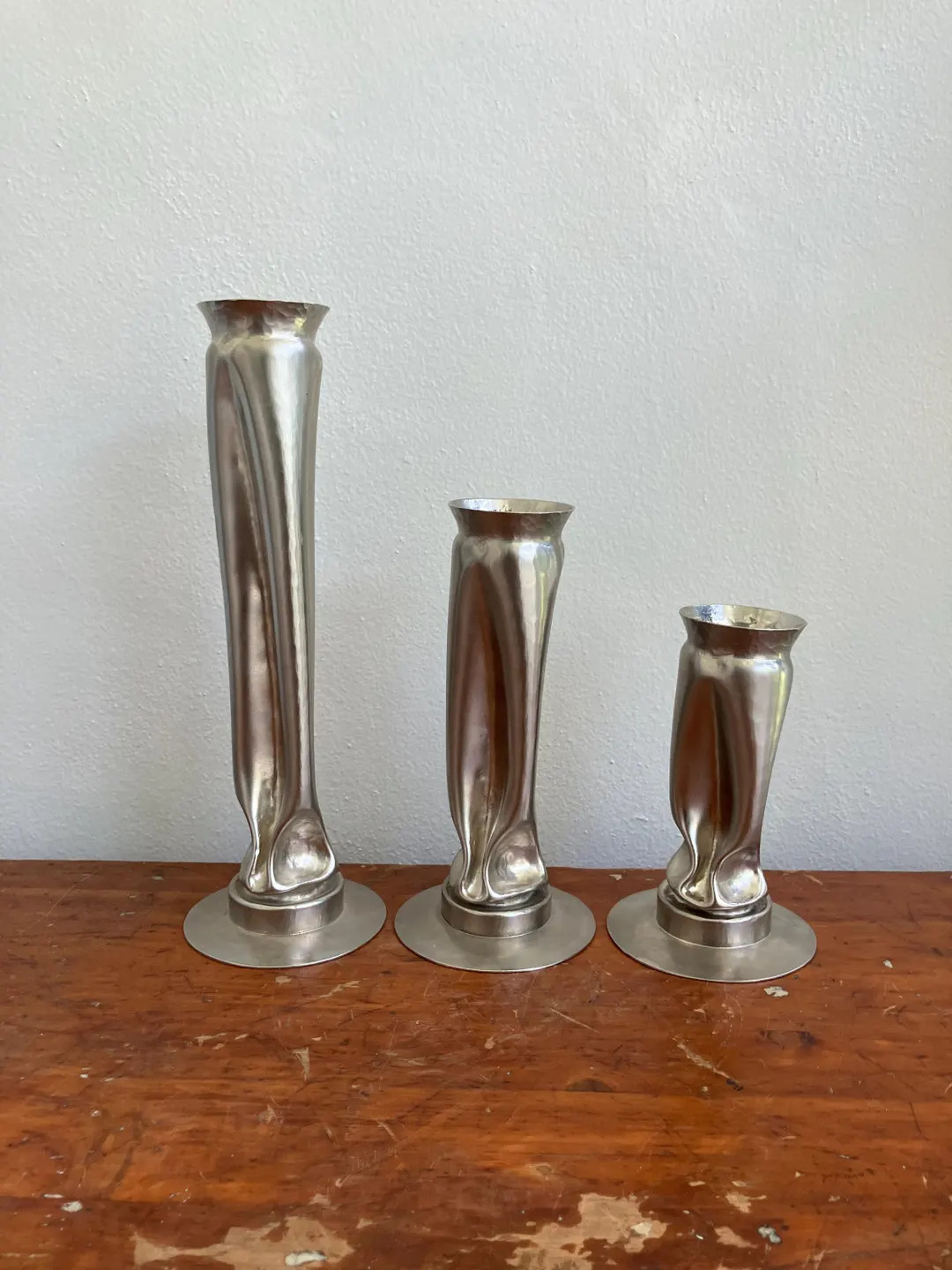 Thomas Roy Markusen Brutalist Nickel Plated Vases, Set of 3, 1970s - Etsy | Etsy (US)