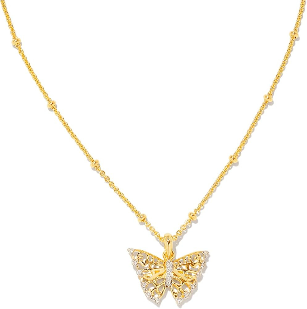 Kendra Scott Delicate Butterfly 18k Gold Vermeil Pendant Necklace in White Sapphire | Amazon (US)