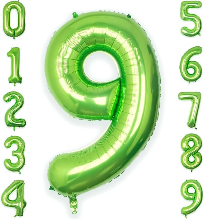 40Inch Green Number 9 Balloon Large Helium Number Balloons 0-9 Lime Giant Digital 9th Foil Mylar ... | Amazon (US)