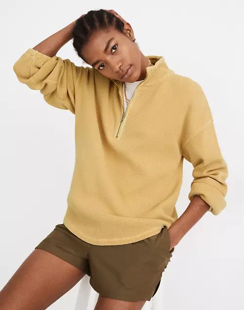 MWL Waffle Half-Zip Shirttail Sweatshirt | Madewell