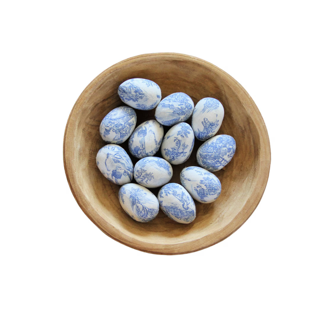 Blue Toile Eggs, Fabric French Inspired Eggs, Farmhouse Easter Decor, Spring Home Decor, Easter, ... | Etsy (US)