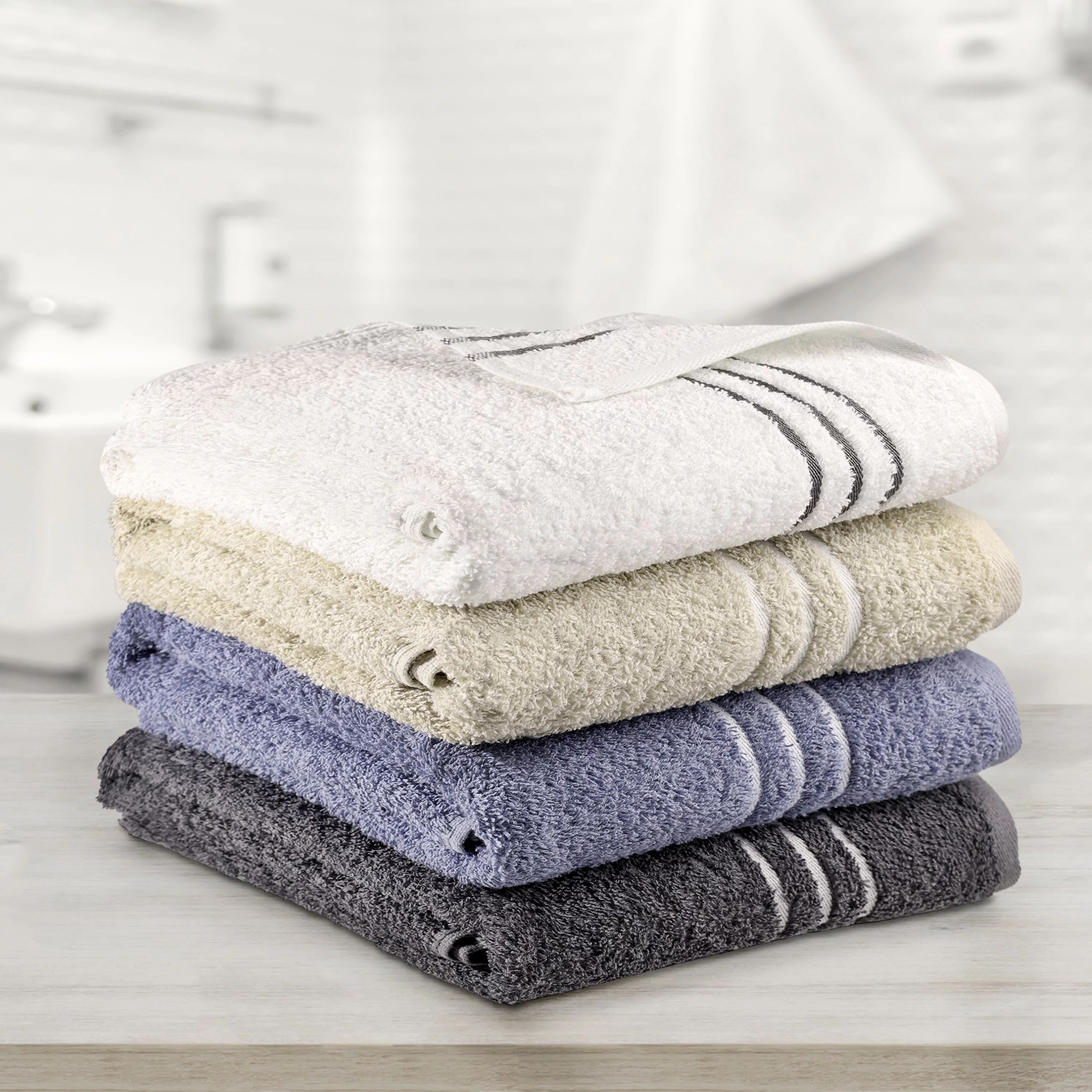 Mainstays Soft & Plush Cotton Bath Towel, Gray | Walmart (US)