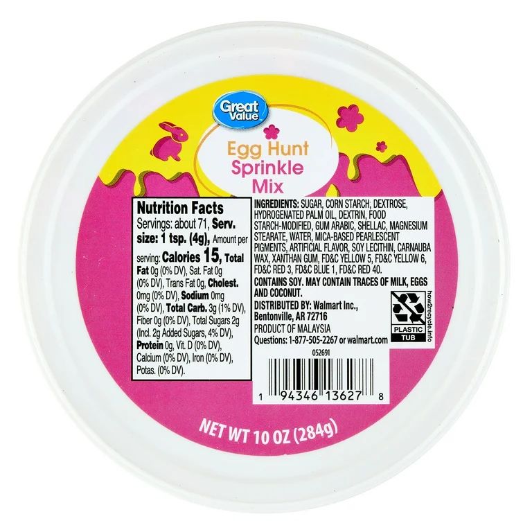 Great Value Egg Hunt Sprinkle Mix, 10 oz Tub | Walmart (US)