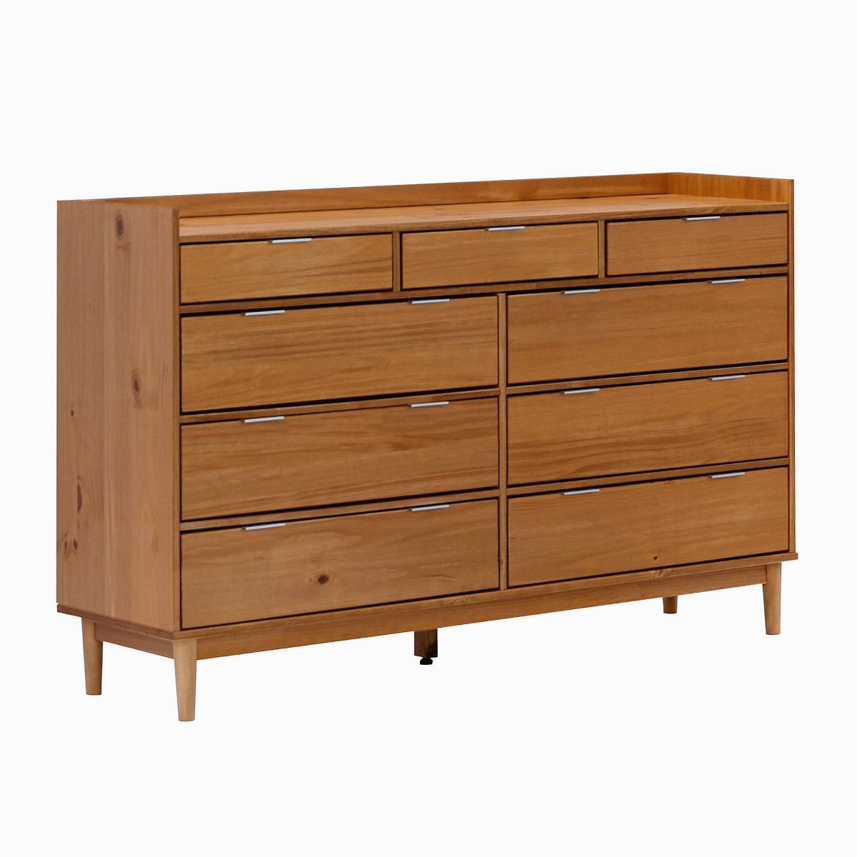 Mid-Century Modern Solid Wood 9 Drawer Horizontal Dresser Caramel - Saracina Home | Target