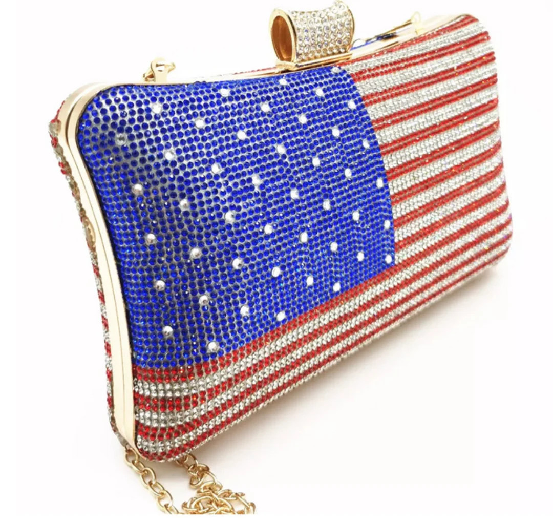 American Flag Rhinestone Evening Bag - Etsy | Etsy (US)