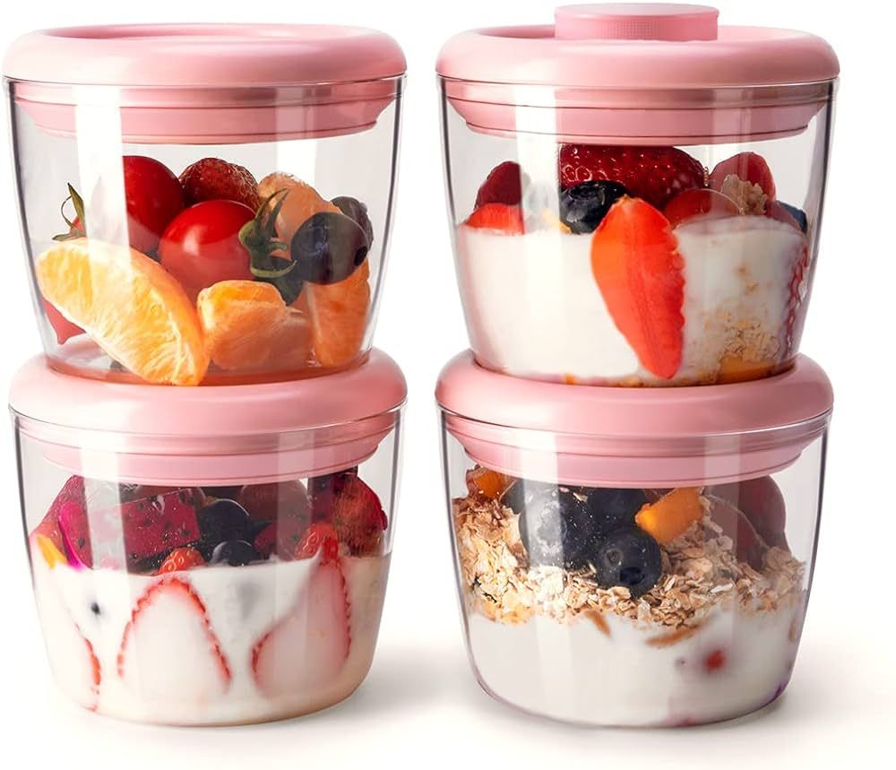 Meal Prep Container, 14oz 400ml Set of 4 Overnight Oats Containers with Lids, Airtight Leakproof ... | Amazon (US)