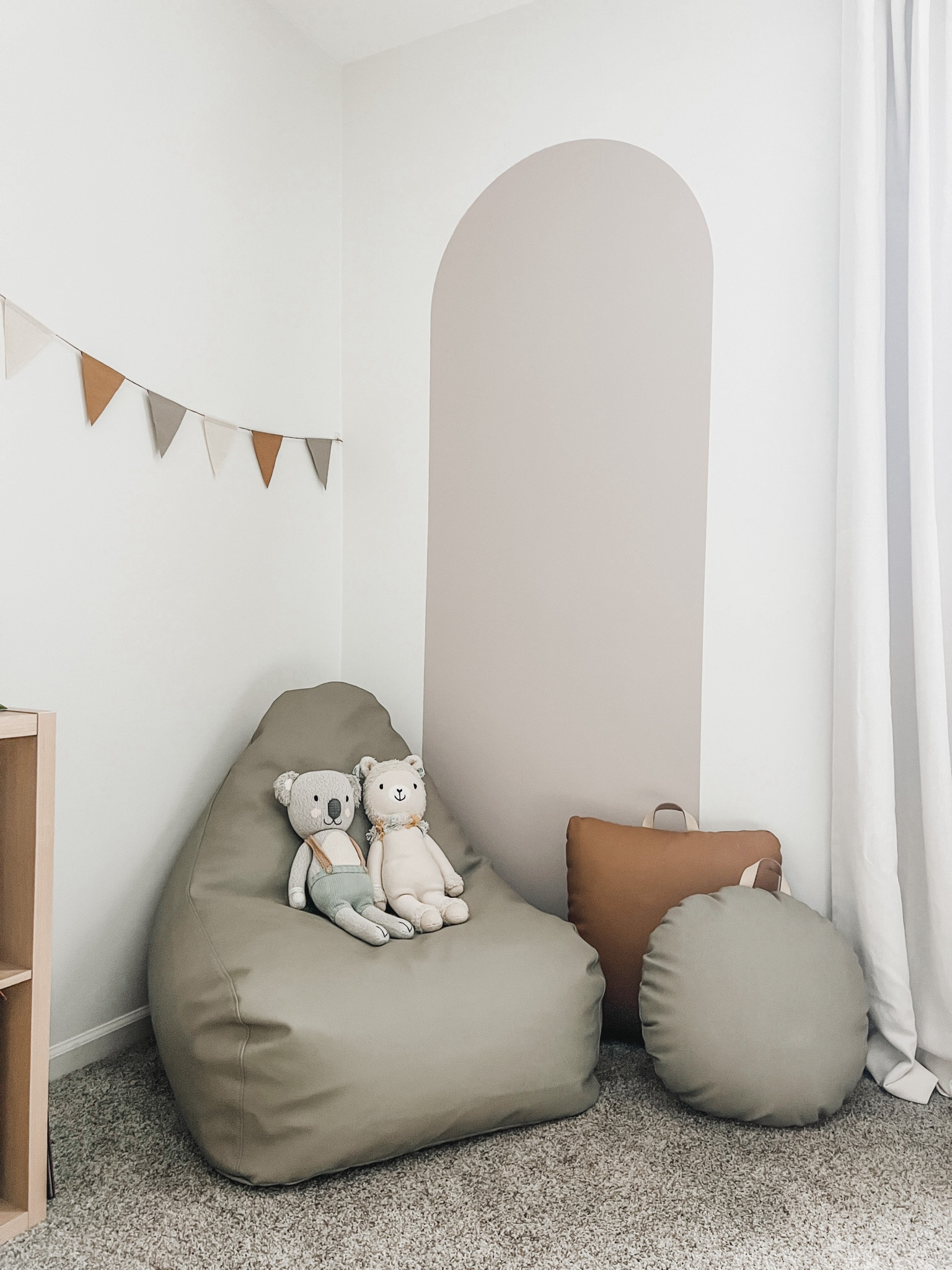 A favorite corner in my toddler’s room. Missing the book shelves, but it will be a little cozy book nook!  Plus you can never go wrong with Cuddle+Kind snuggly friends 🫶🏼

#LTKhome #LTKkids #LTKfamily