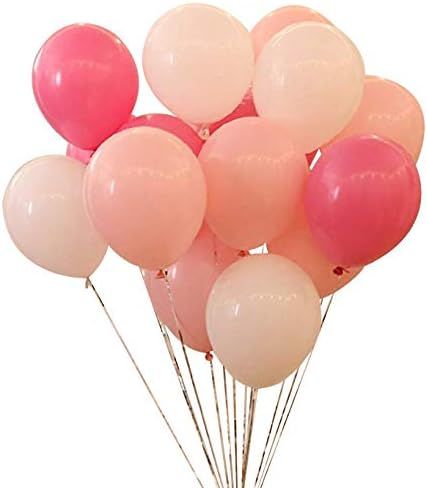 AnnoDeel 50 pcs 12inch Pink and White Balloons, Pearl Latex Balloons (Light Pink Balloons/Dark Pi... | Amazon (US)