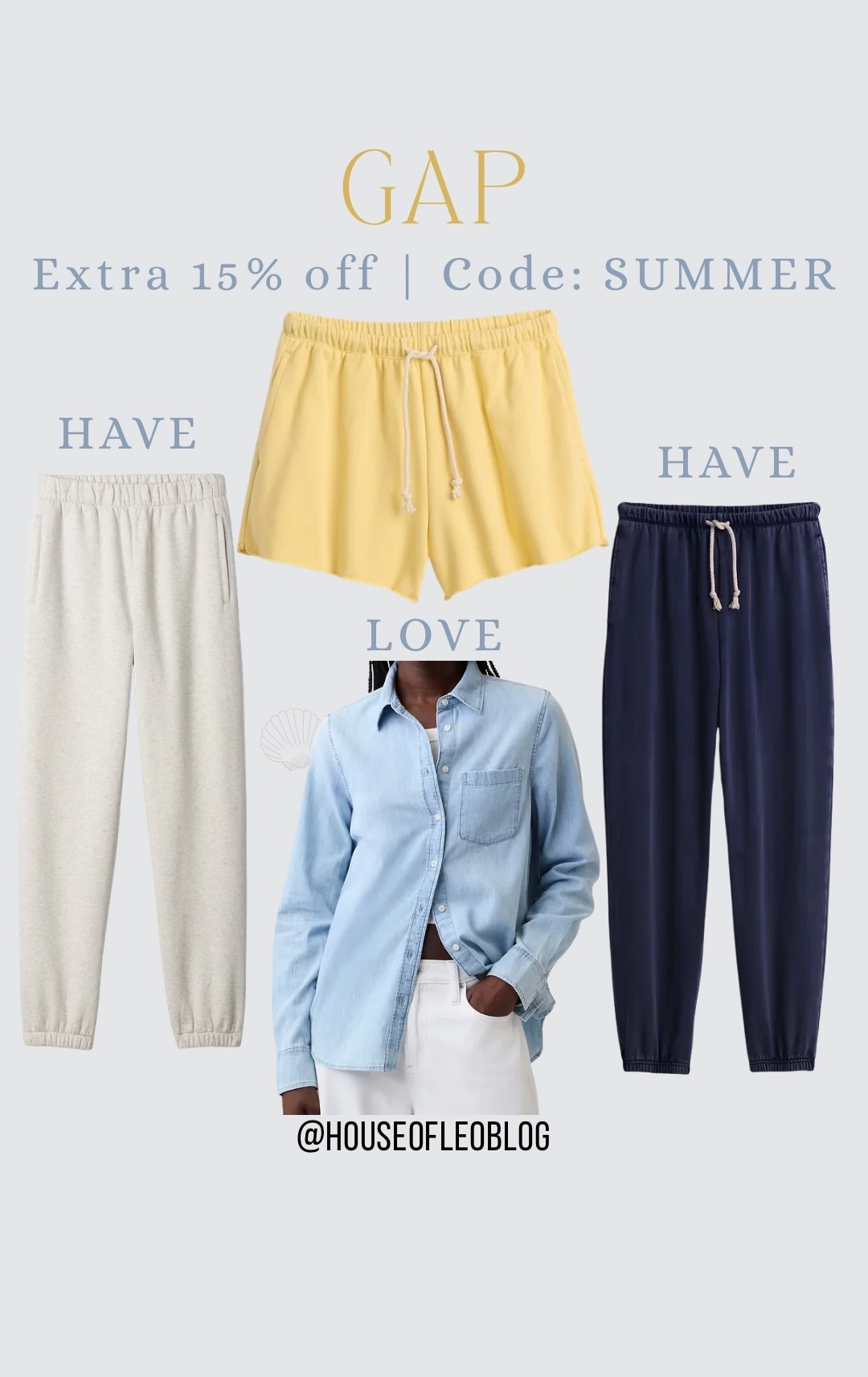 Code: SUMMER. Denim shirt, chambray shirt, jogger sweatpants, joggers.

#LTKSaleAlert