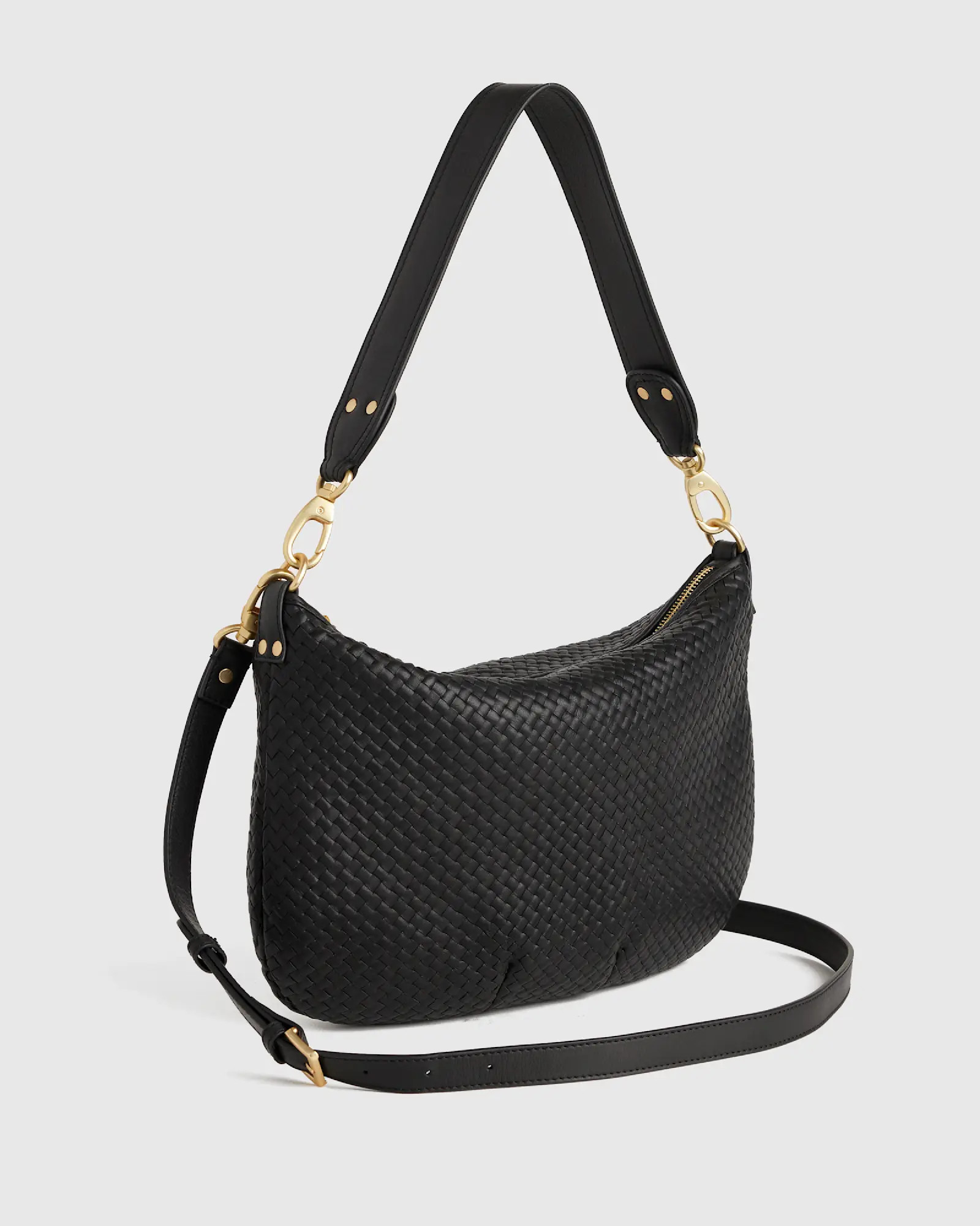 Italian Leather Convertible Crescent Handwoven Shoulder Bag | Quince