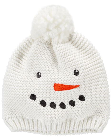 Carter's Baby Girls Snowman Knit Cap 3-9M White | Carter's