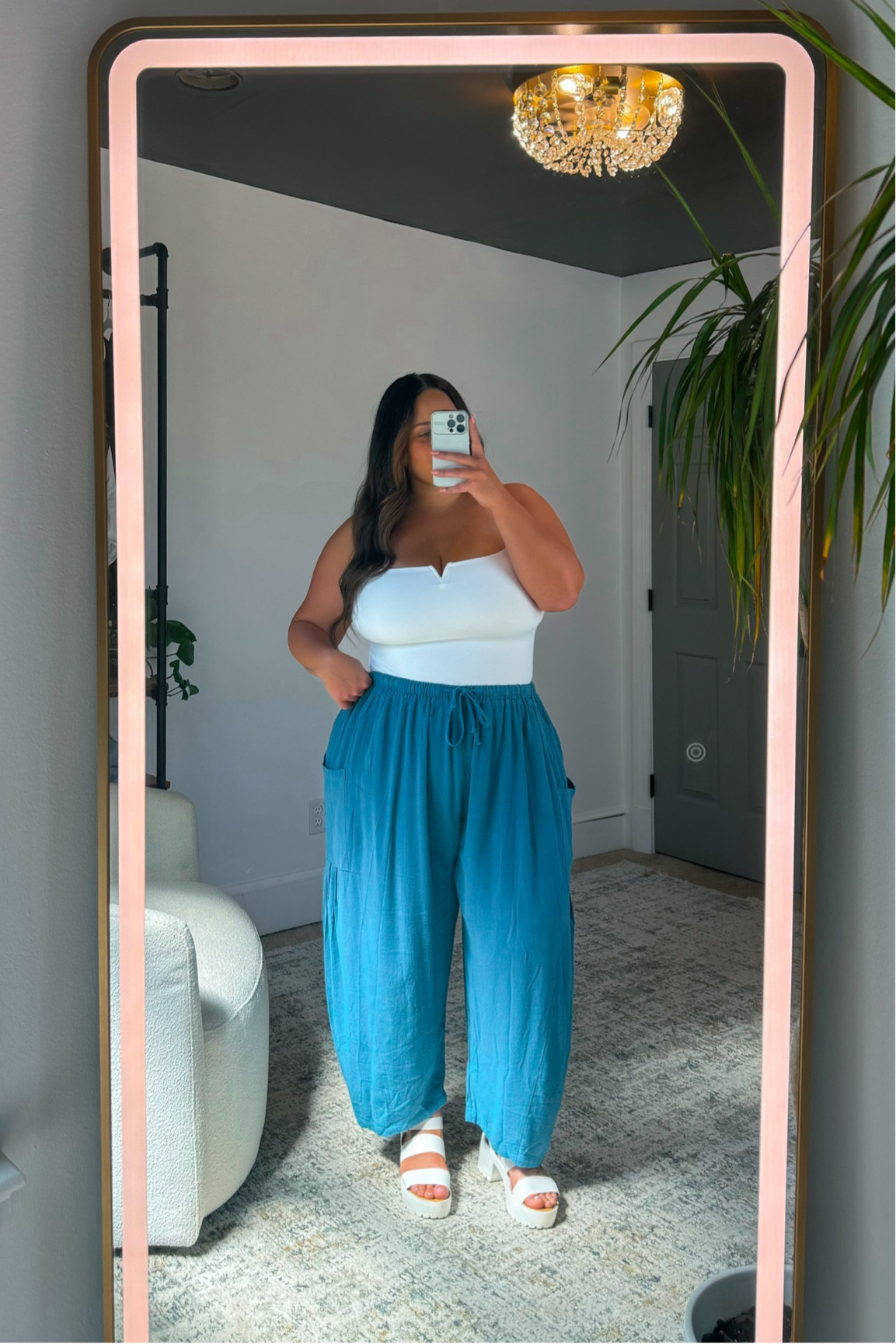 Bodysuit has built in Shapewear, shown in size XXL 

Pants size XL 

5’2” / 14-16 / 38J 

#casualoutfits #everydayoutfits #ltkcurves #outfitideas 

#LTKStyleTip #LTKFindsUnder50 #LTKMidsize