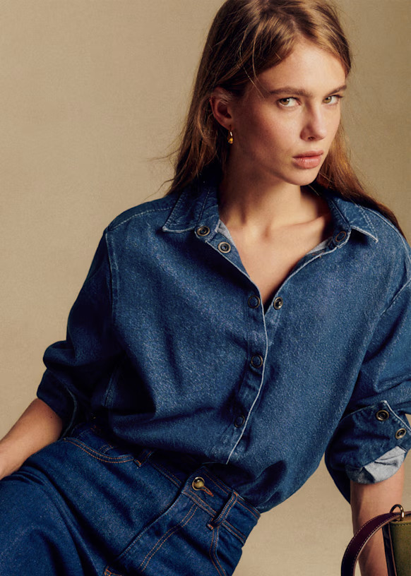 Aileen Shirt - Deep Blue - Organic cotton - organic textile - Sézane | Sezane Paris - US