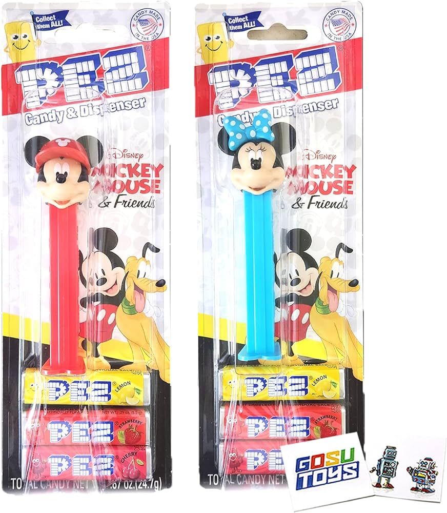 PEZ Candy and Dispenser Mickey Mouse and Friends (2 Pack Assorted) with 2 Gosutoys Stickers | Amazon (US)