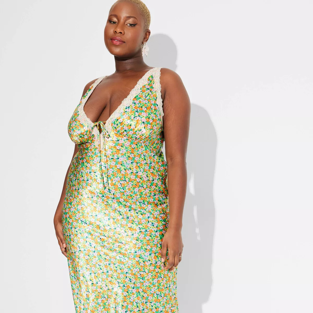 Women's Satin Lace Trim Midi Slip Dress - Wild Fable™ | Target