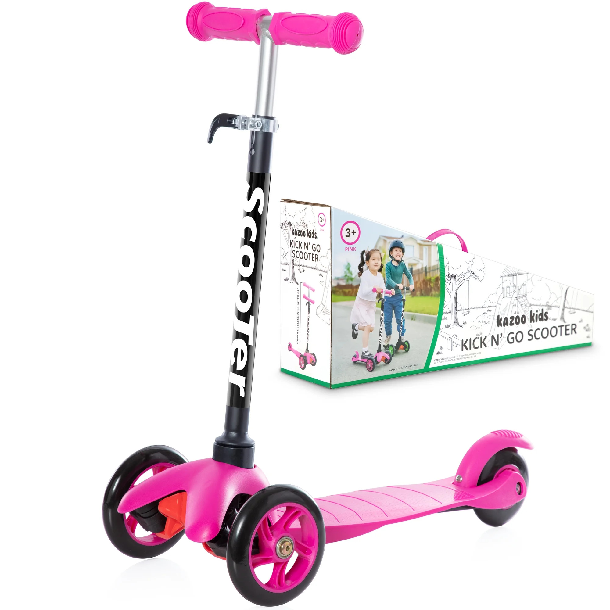 Kazoo Kids 3 Wheel Scooter Aluminum Frame (Pink) - Walmart.com | Walmart (US)