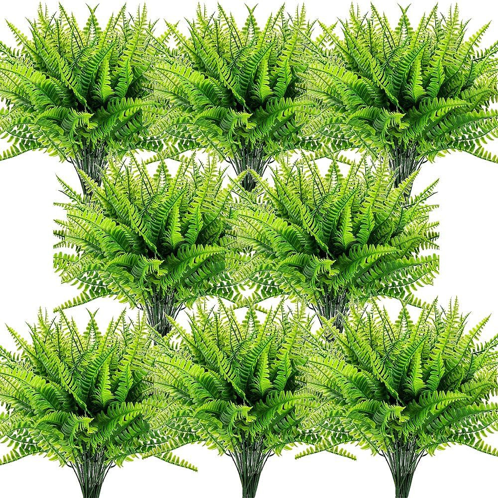 SzJias Artificial Ferns for Outdoors Fake Fern Plant Faux Boston Fern for Patio Porch Outdoor Pla... | Amazon (US)
