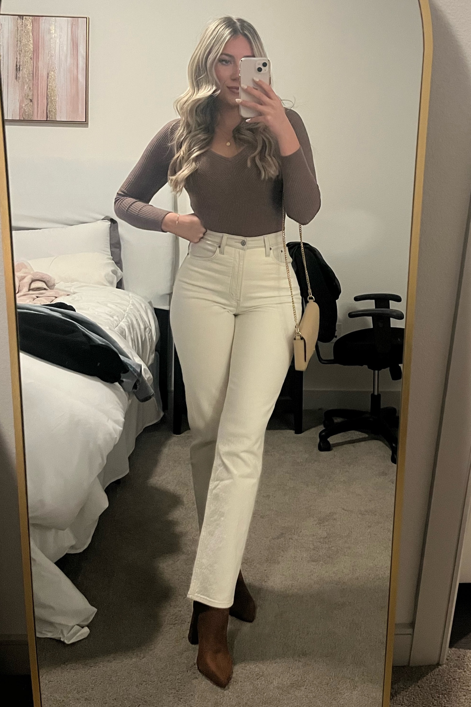 Abercrombie Neutrals high rise taupe jeans with leather accents

#LTKsalealert #LTKunder100 #LTKstyletip