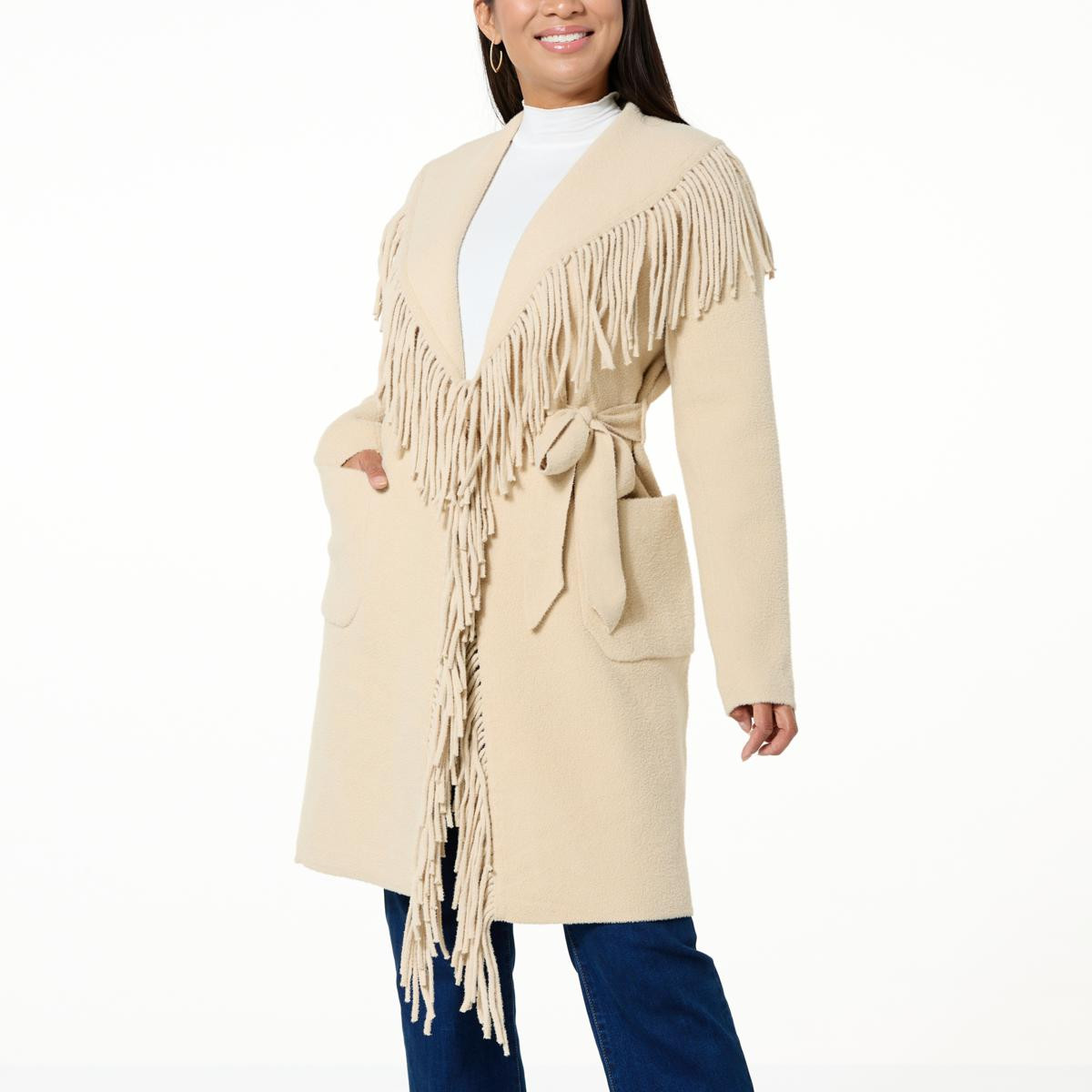 Badgley Mischka Eyelash Fringe Coatigan - 20908520 | HSN | HSN