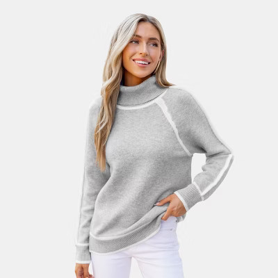 Women's Cozy Chic Gray Turtleneck Sweater - Cupshe-S-Gray | Target