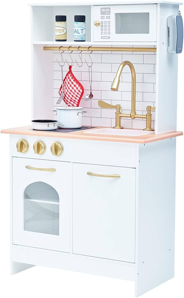 Teamson Kids Little Chef Boston Kids Play Kitchen Set with Play Phone & Cookware, Small Play Kitc... | Amazon (US)