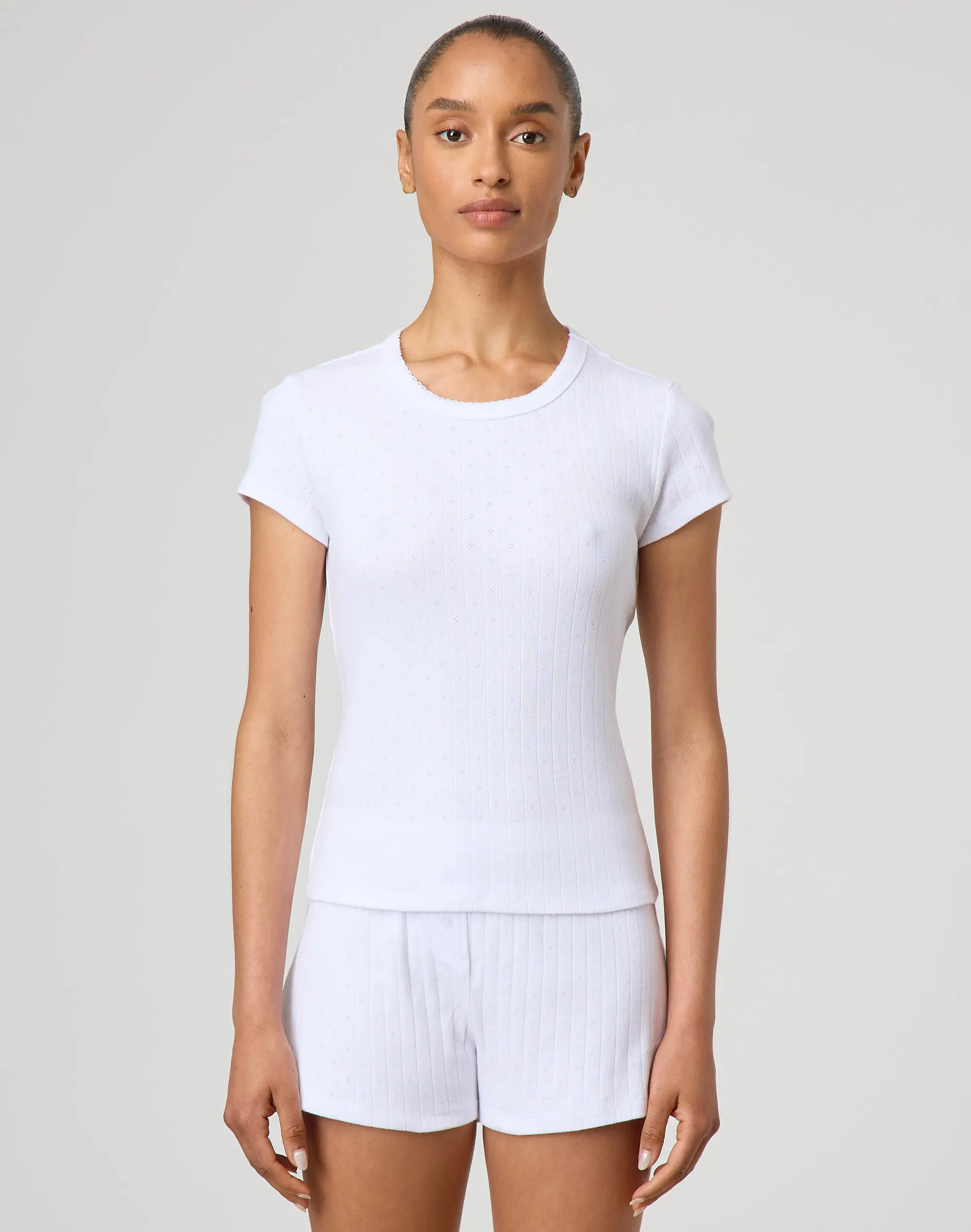 Cotton Pointelle Fitted Tee | Glassons (Australia)