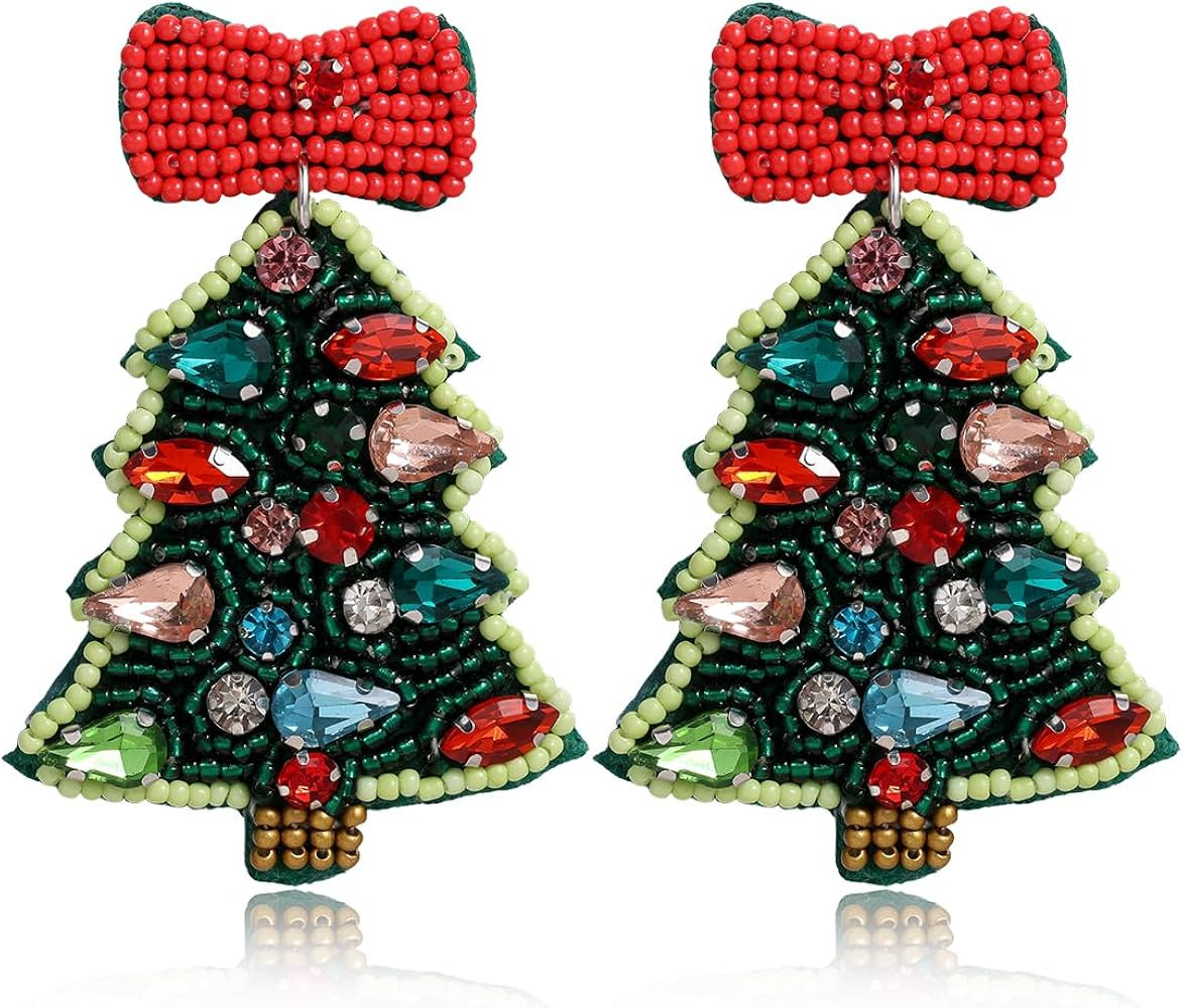 Christmas Nutcracker Earrings for Women - Cute Pink Handmade Beaded Dangle Holiday Jewelry Access... | Amazon (US)