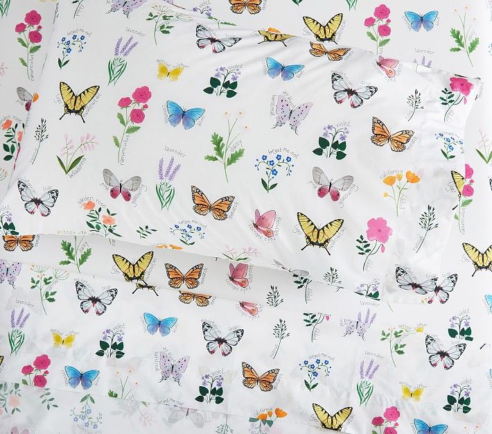 Botanical Butterfly Organic Sheet Set & Pillowcases | Pottery Barn Kids