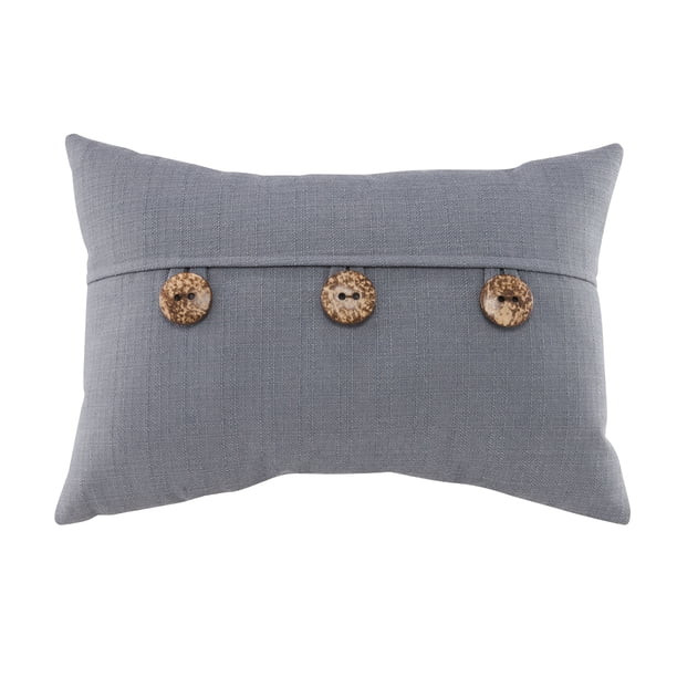 Mainstays Dynasty Oblong 3 Button Decorative Polyester Throw Pillow, 14" x 20", Gray Flannel | Walmart (US)
