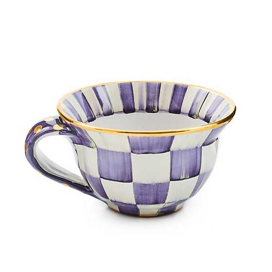 Plum Check Ceramic Teacup | MacKenzie-Childs