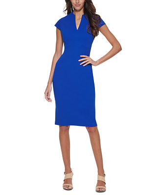 Calvin Klein Women's V-Neck Cap Sleeve Work Sheath Dress - Macy's | Macy's