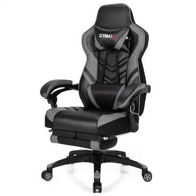 Costway - Adjustable Gaming Chair with Footrest - Grey and Black | Best Buy U.S.