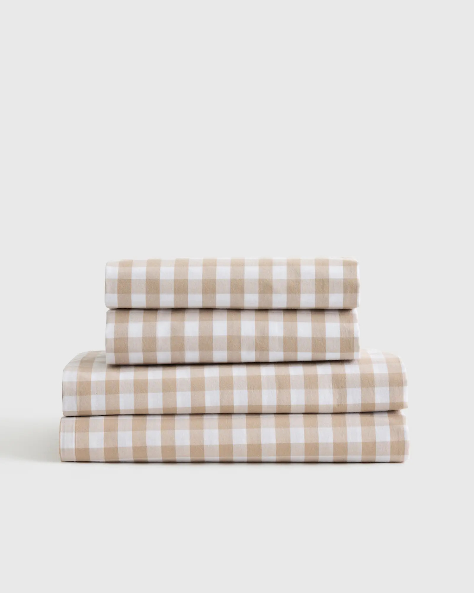 Classic Organic Percale Gingham Sheet Set in Cafe | Quince