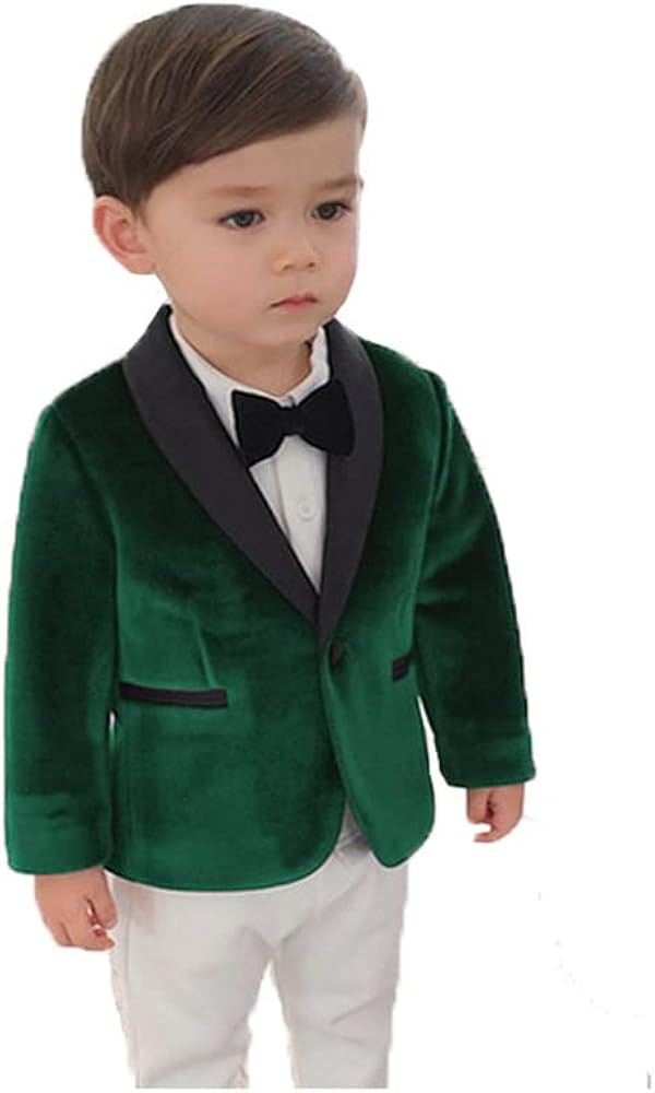 Toddler Boy Formal Suit Jacket Outfit Christmas Velvet Blazer Sports Coat for Kids Birthday Party... | Amazon (US)