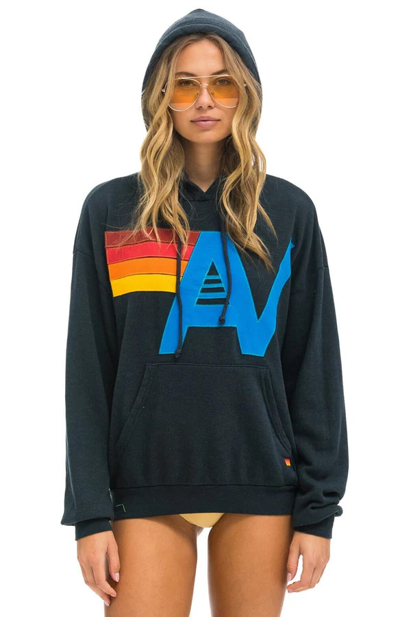 LOGO STITCH PULLOVER RELAXED HOODIE - CHARCOAL | Aviator Nation
