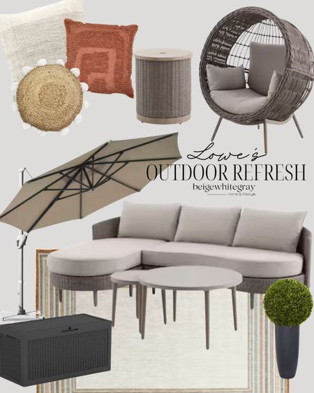 #ad Refresh your outdoor space this spring with these beautiful outdoor finds! From the seating with the chaise lounge, to the egg chair and cantilever outdoor umbrella. Outdoor decorative pillows and outdoor rug are a must for added texture and color! I’m loving this entire look. #Lowespartner @loweshomeimprovement

#LTKhome #LTKstyletip #LTKSeasonal
