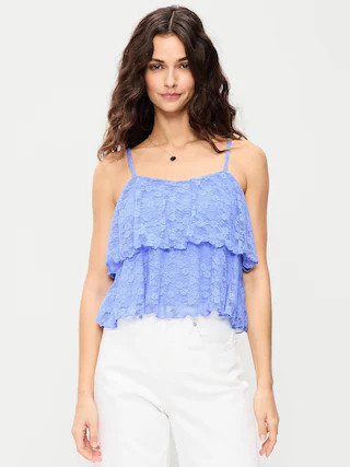 Sleeveless Tiered Lace Ruffle Top | Old Navy (US)