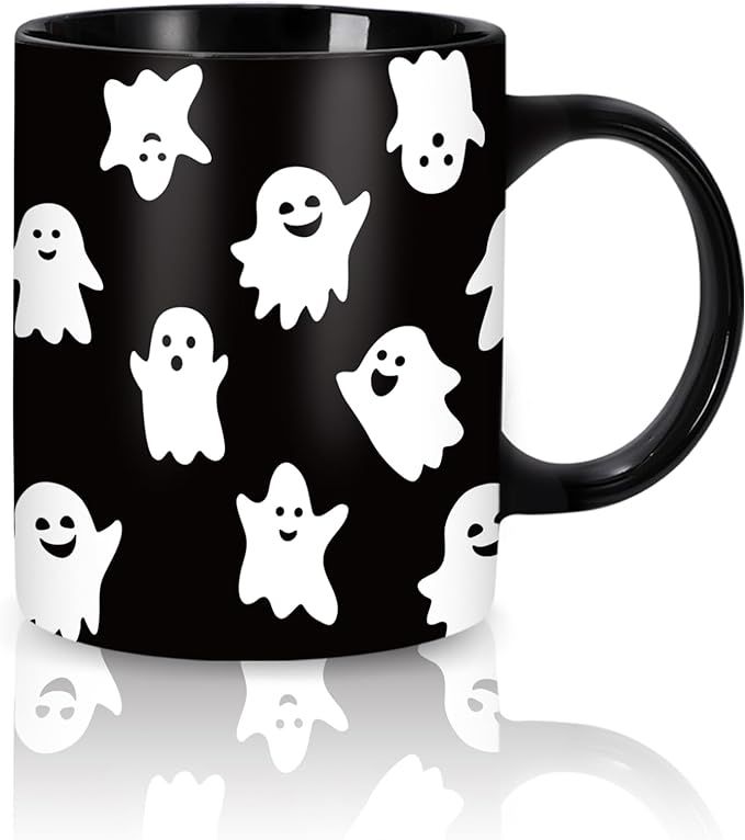 Whaline Halloween Mug 12oz Cute Ghost Coffee Mug Black White Ghost Ceramic Drinking Mugs Hallowee... | Amazon (US)